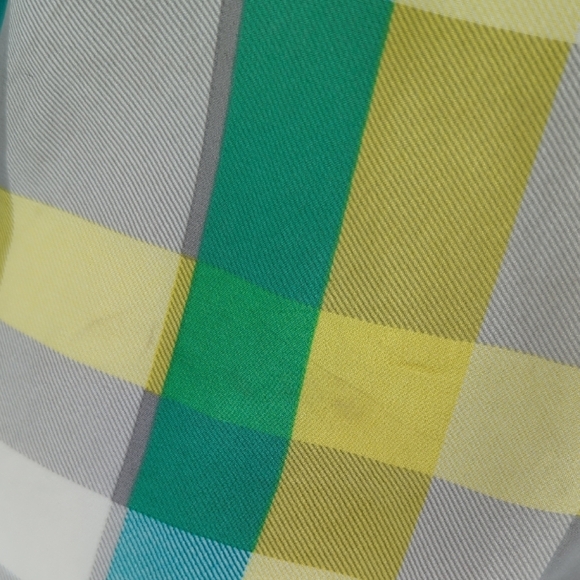 01405 Equipment Plaid Button Down Silk Shirt Yellow Green M preppy Business casu - Picture 8 of 8